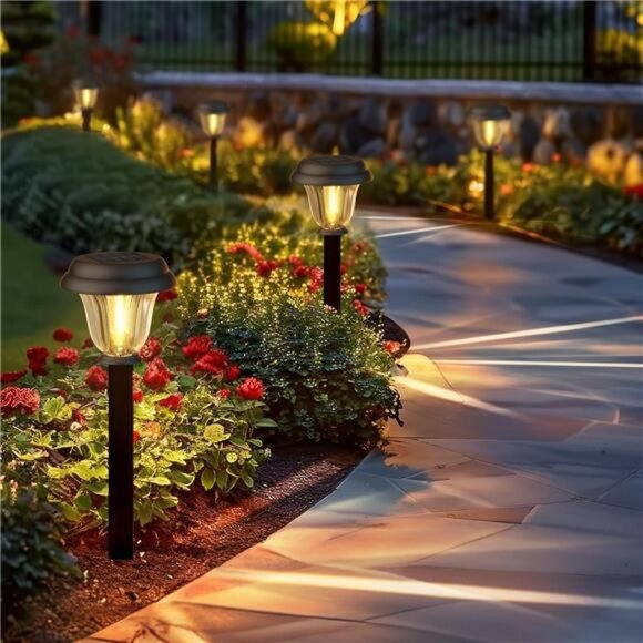 solar pathway lights outdoor waterproof stainless steel warm white garden yard s - Picture 3 of 7